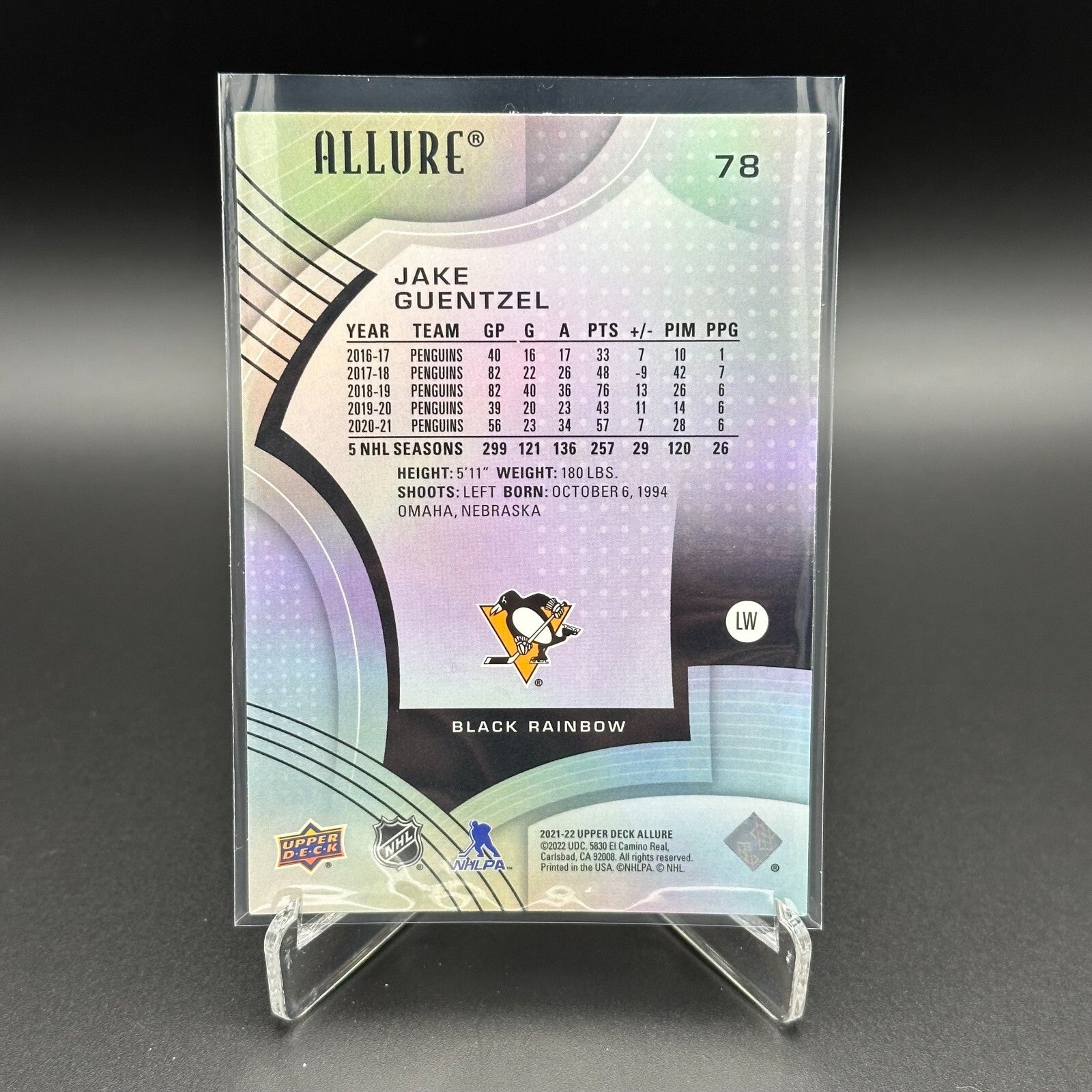 2021-22 UD Allure JAKE GUENTZEL #78 Black Rainbow - Pittsburgh Penguins
