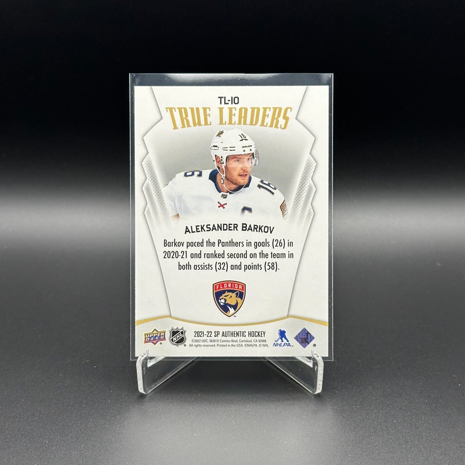 2021-22 UD SP Authentic ALEKSANDER BARKOV #TL-10 True Leaders - Florida Panthers
