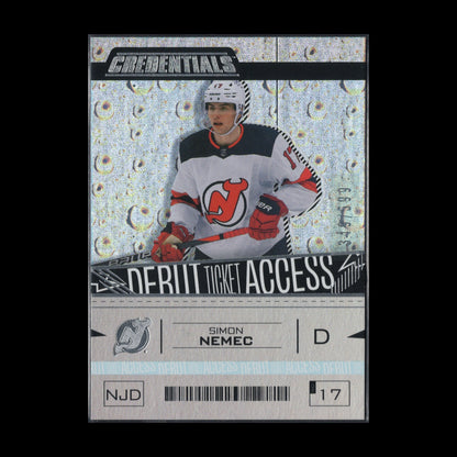 2023-24 UD Credentials SIMON NEMEC #184 Debut Ticket Access RC 349/599