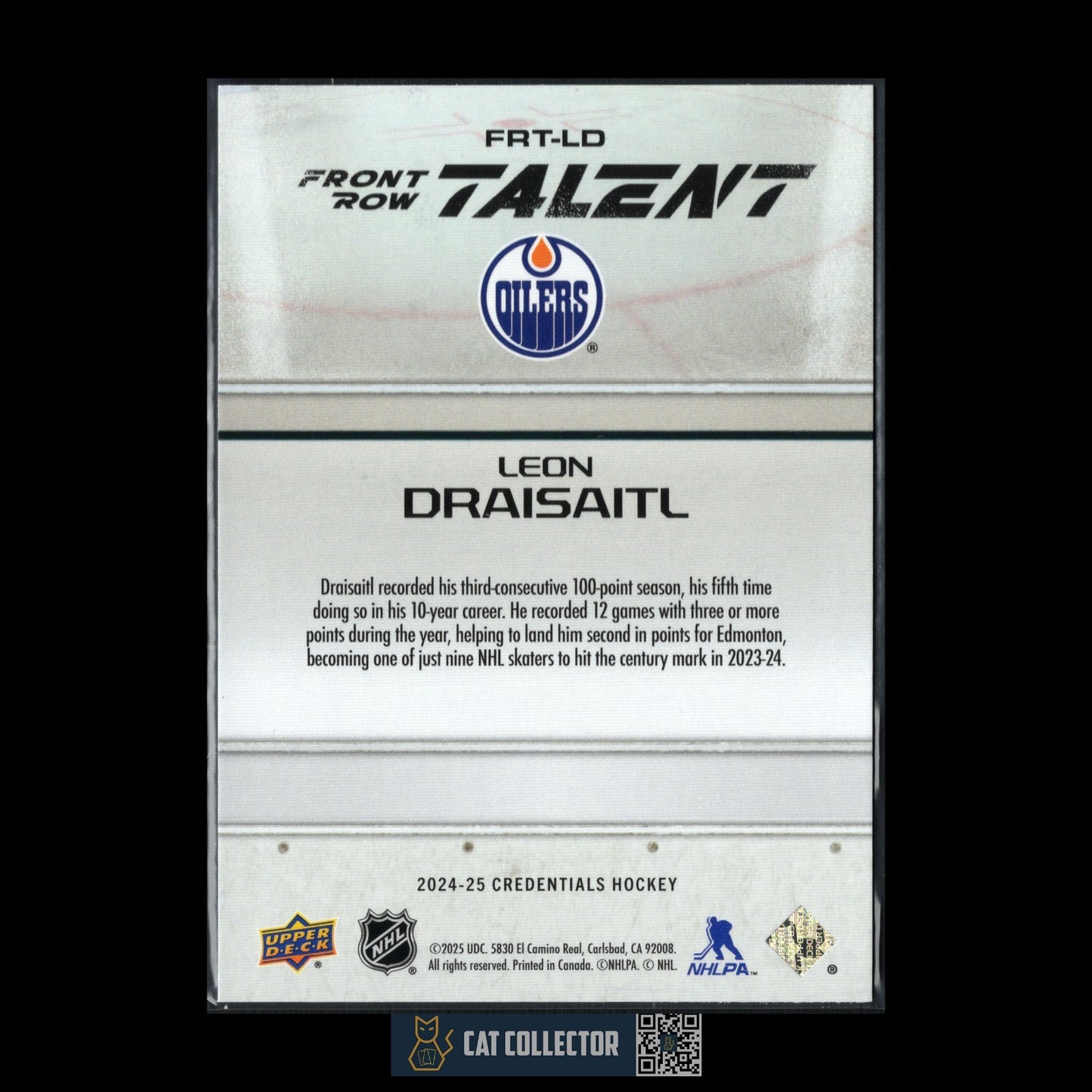 2024-25 UD Credentials LEON DRAISAITL #FRT-LD Front Row Talent - Edmonton Oilers