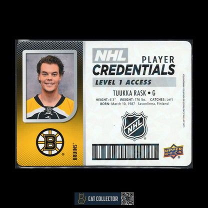 2017-18 UD MVP TUUKKA RASKA #NHL-TR NHL Player Credentials Level 1 Access