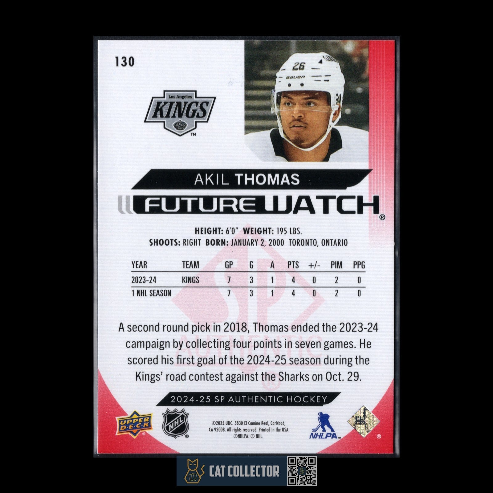 2024-25 UD SP Authentic AKIL THOMAS #130 Future Watch Limited Red RC