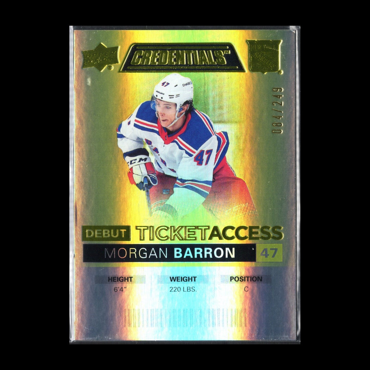 2021-22 UD Credentials MORGAN BARRON #53 Debut Ticket Access Yellow RC /249