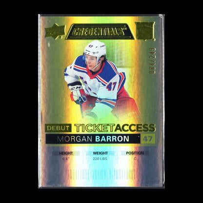 2021-22 UD Credentials MORGAN BARRON #53 Debut Ticket Access Yellow RC /249