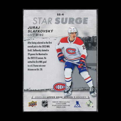 2023-24 UD Series 1 JURAJ SLAFKOVSKY #SS-4 Star Surge - Montreal Canadiens