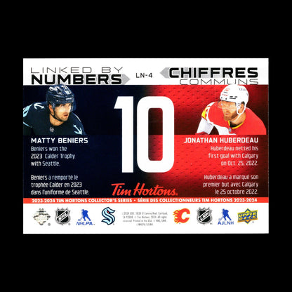 2023-24 UD Tim Hortons MATTY BENIERS & JONATHAN HUBERDEAU #LN-4
