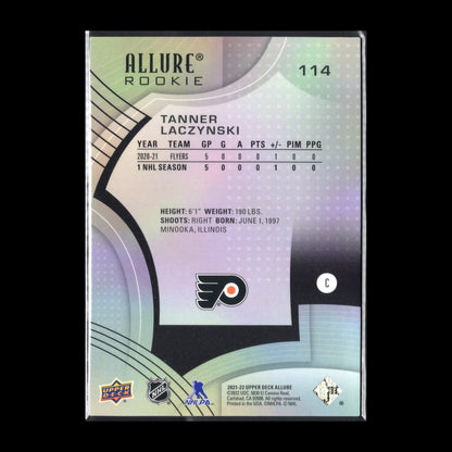 2021-22 UD Allure TANNER LACZYNSKI #114 Rookie RC - Philadelphia Flyers