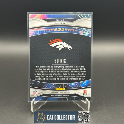 2024 Panini Prizm BO NIX #23 Fireworks Disco No Huddle Rookie RC Denver Broncos