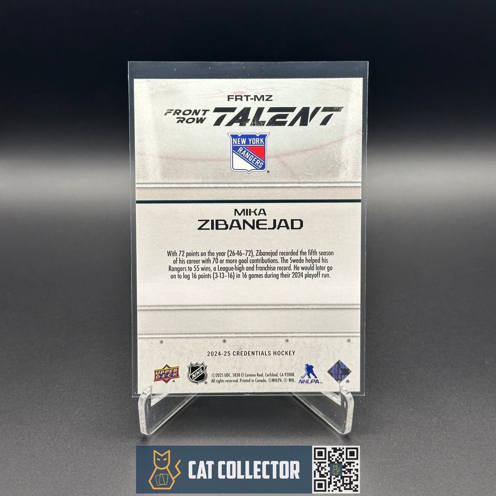 2024-25 UD Credentials MIKA ZIBANEJAD #FRT-MZ Front Row Talent