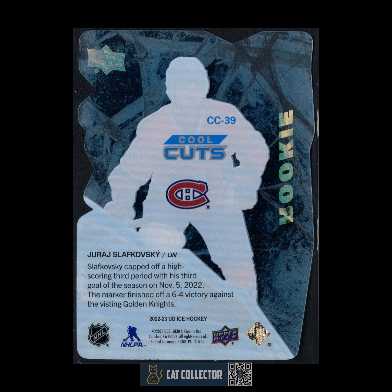 2022-23 UD Ice JURAJ SLAFKOVSKY #CC-39 Cool Cuts RC Rookie - Montreal Canadiens