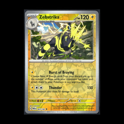 2024 Pokemon TCG Paradox Rift ZEBSTRIKA #63/182 Reverse Holo