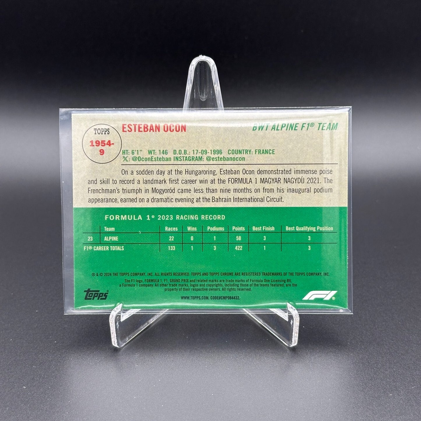 2024 Topps Chrome Formula 1 ESTEBAN OCON #1954-9 F1 1954 Topps Retro