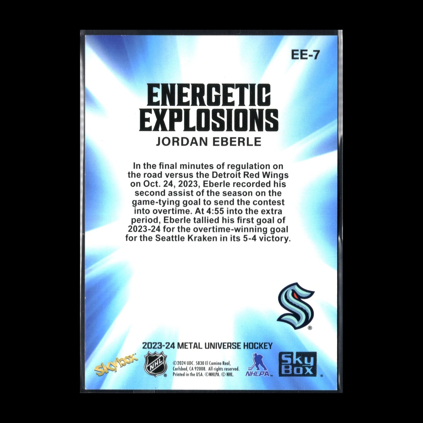 2023-24 SkyBox Metal Universe JORDAN EBERLE #EE-7 Energetic Explosions