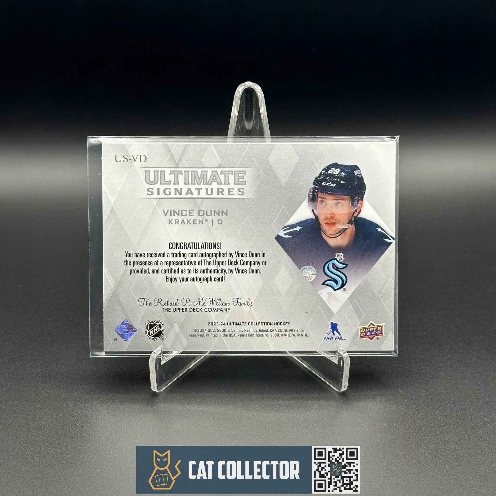 2023-24 UD Ultimate Collection VINCE DUNN #US-VD Ultimate Signature Auto