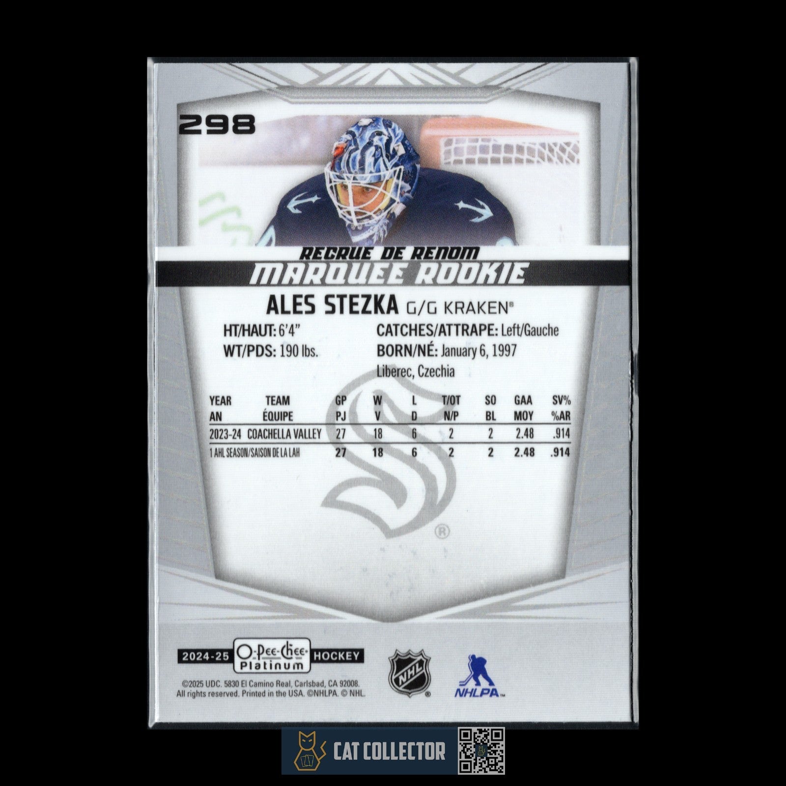 2024-25 O-Pee-Chee Platinum ALES STEZKA #298 Marquee Rookie RC