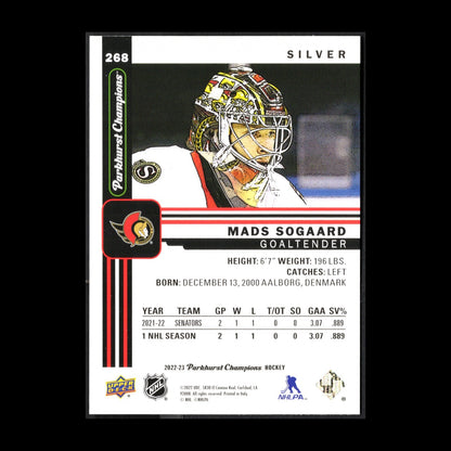 2022-23 UD Parkhurst Champions MADS SOGAARD #268 Silver Rookie RC