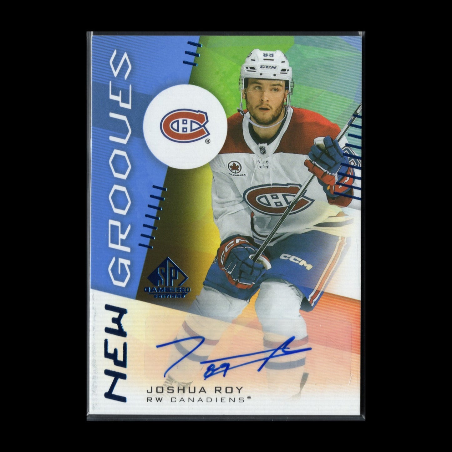 2024-25 UD SP Game Used JOSHUA ROY #NG-12 New Grooves Blue AUTO Rookie RC