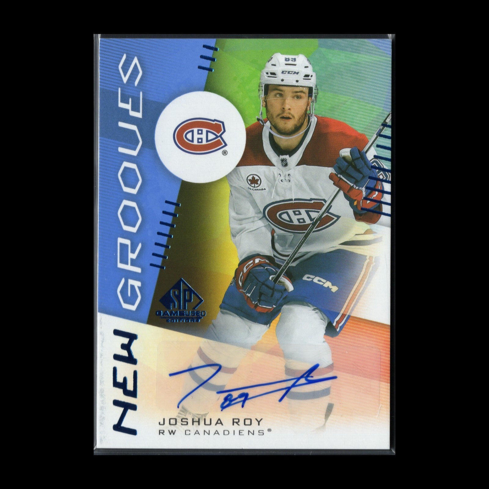 2024-25 UD SP Game Used JOSHUA ROY #NG-12 New Grooves Blue AUTO Rookie RC