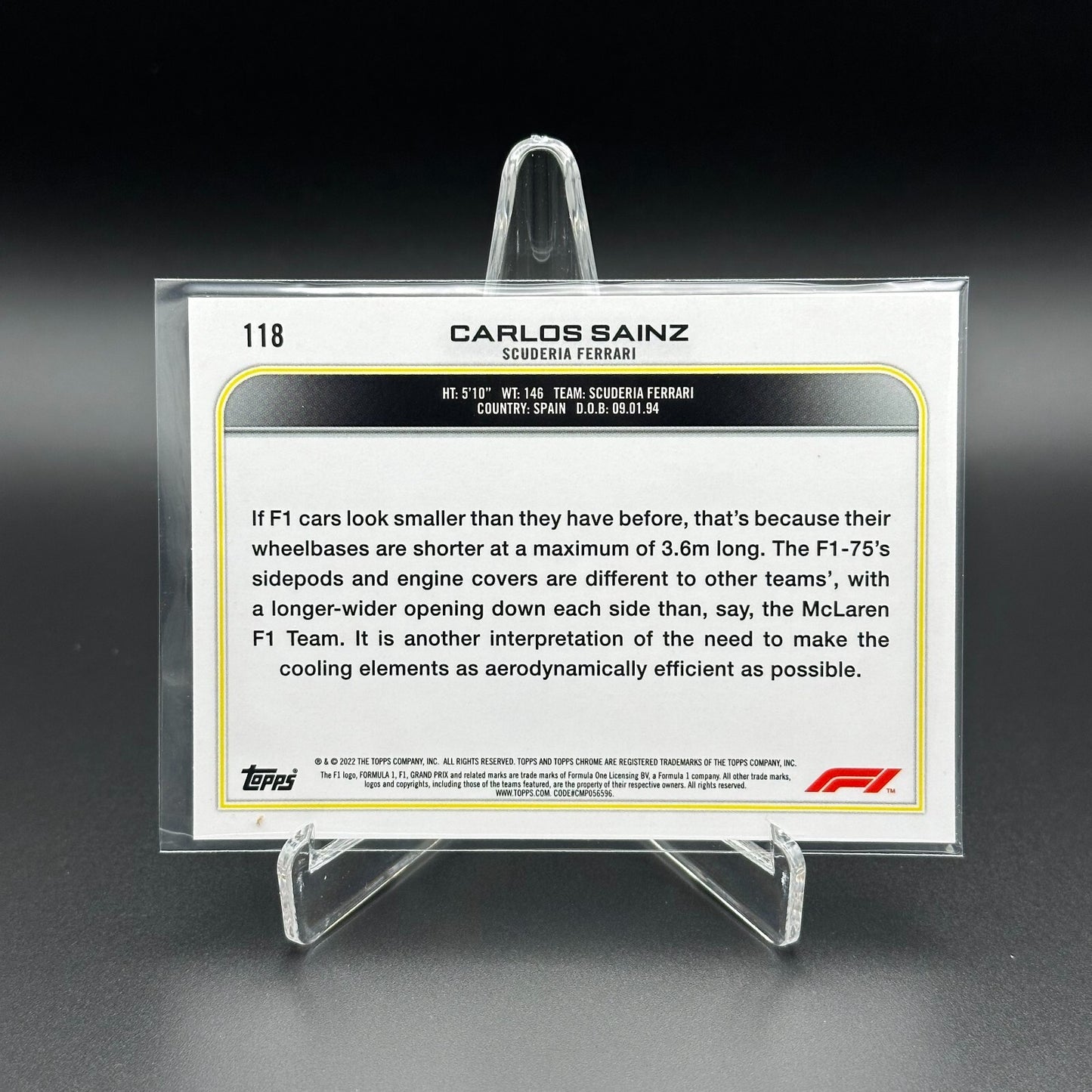 2022 Topps Chrome F1 Formula 1 CARLOS SAINZ #118 - Scuderia Ferrari