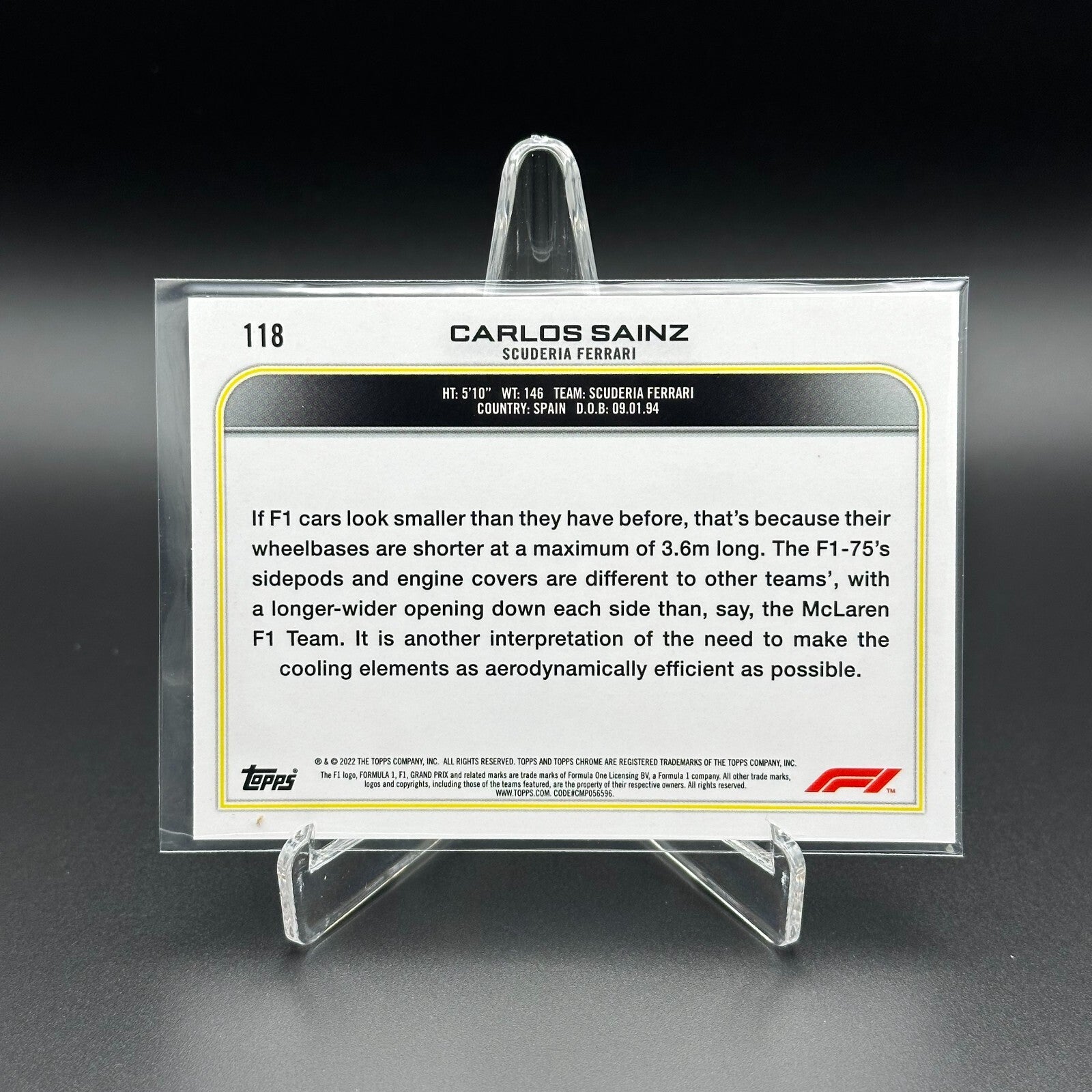 2022 Topps Chrome F1 Formula 1 CARLOS SAINZ #118 - Scuderia Ferrari