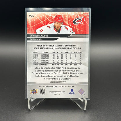 2024-25 UD Series 2 JORDAN STAAL #275 Outburst - Carolina Hurricanes