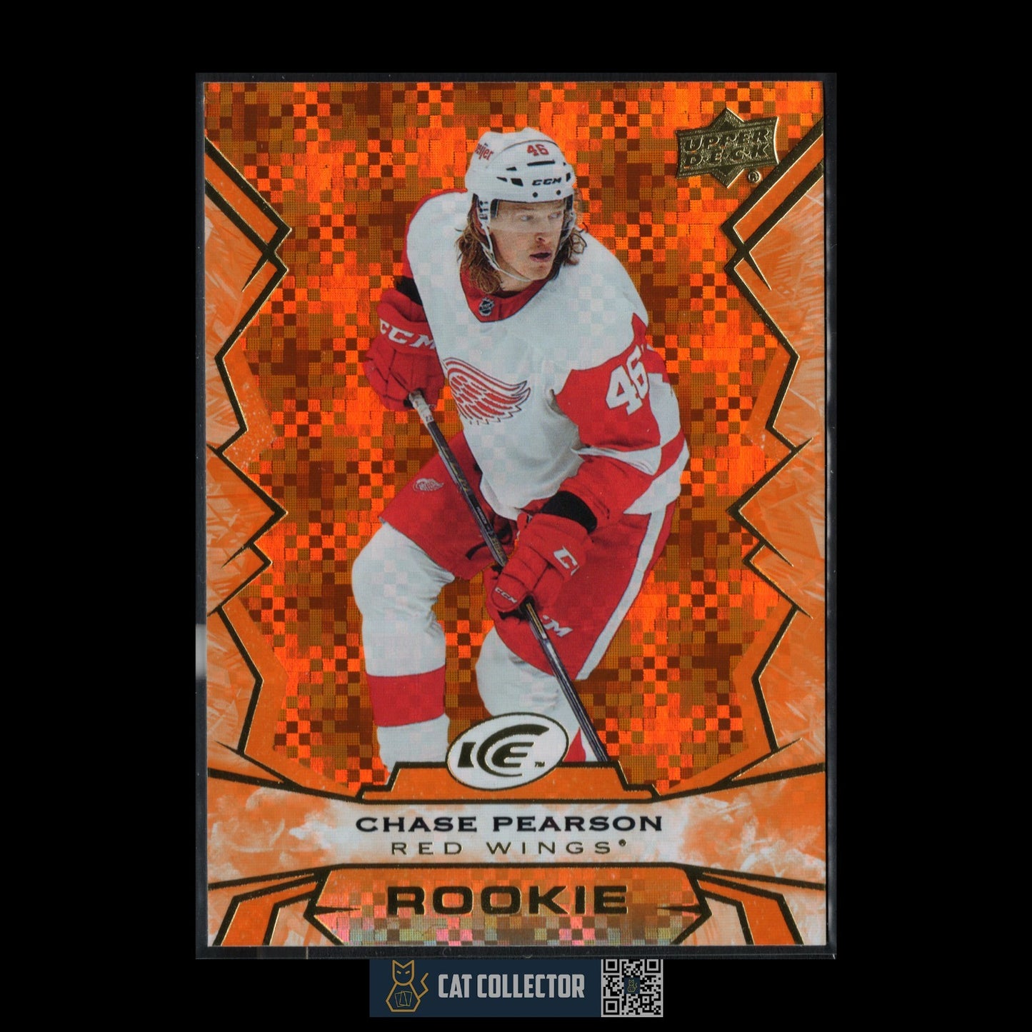 2022-23 UD Ice CHASE PEARSON #130 Orange Rookie RC - Detroit Red Wings