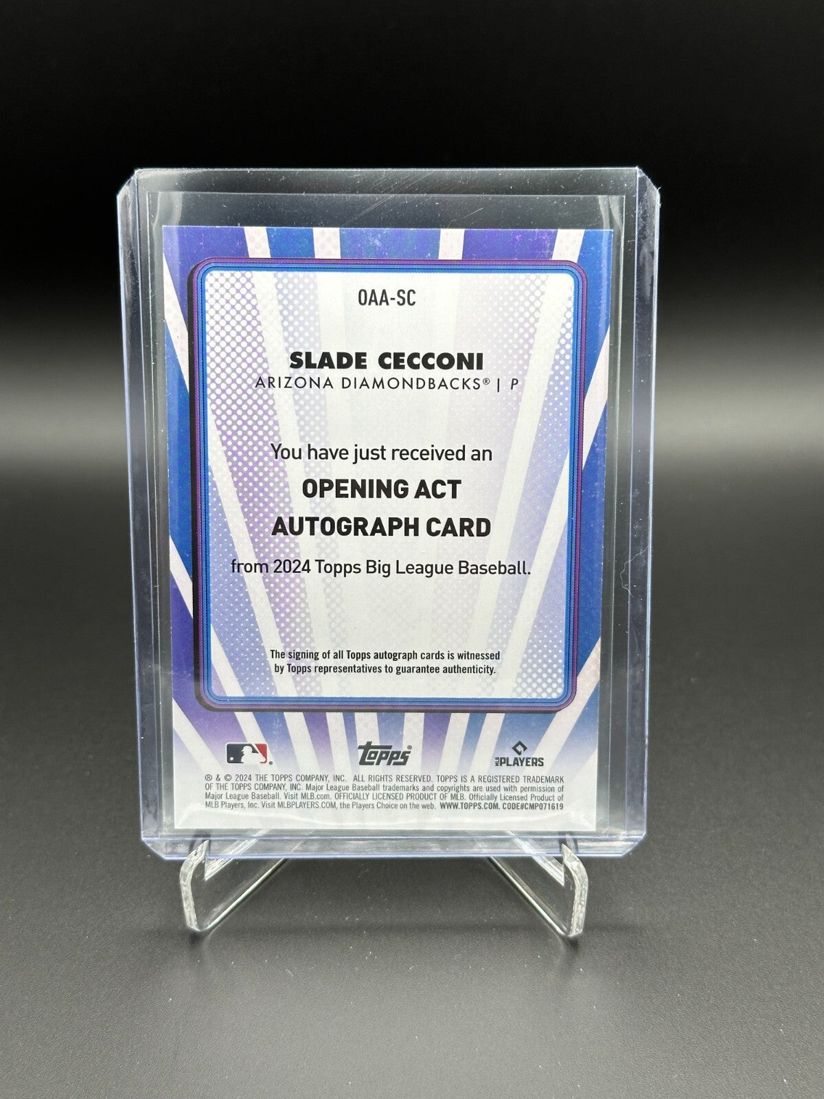 2024 Topps Big League SLADE CECCONI #OAA-SC Rookie Opening Act Autograph