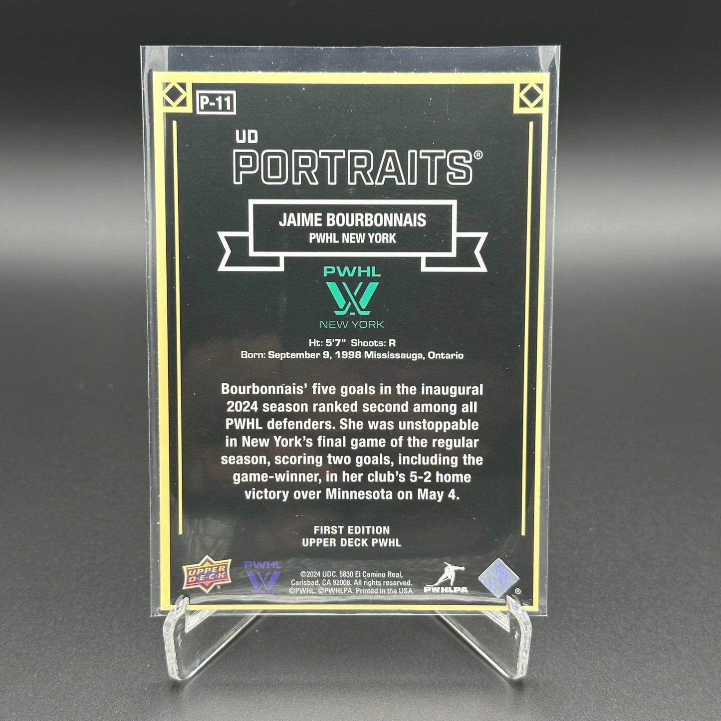 2024-25 UD PWHL JAIME BOURBONNAIS #P-11 UD Portraits - 1st EDITION!