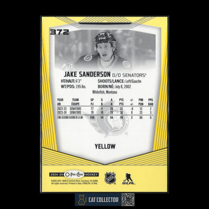 2024-25 O-Pee-Chee JAKE SANDERSON #372 Yellow border - Ottawa Senators