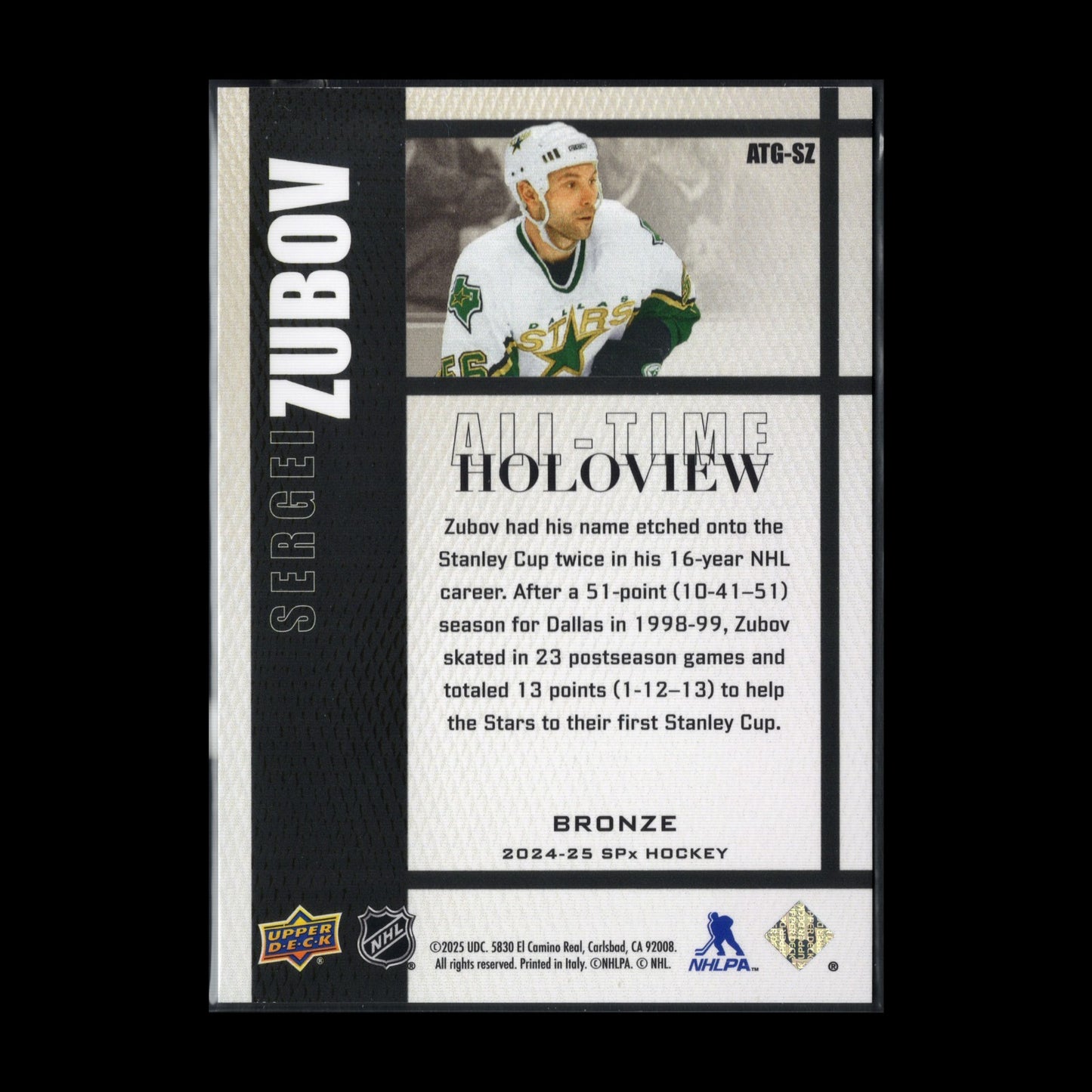 2024-25 UD SPx SERGEI ZUBOV #ATG-SZ All-Time Holoview Bronze - Dallas Stars