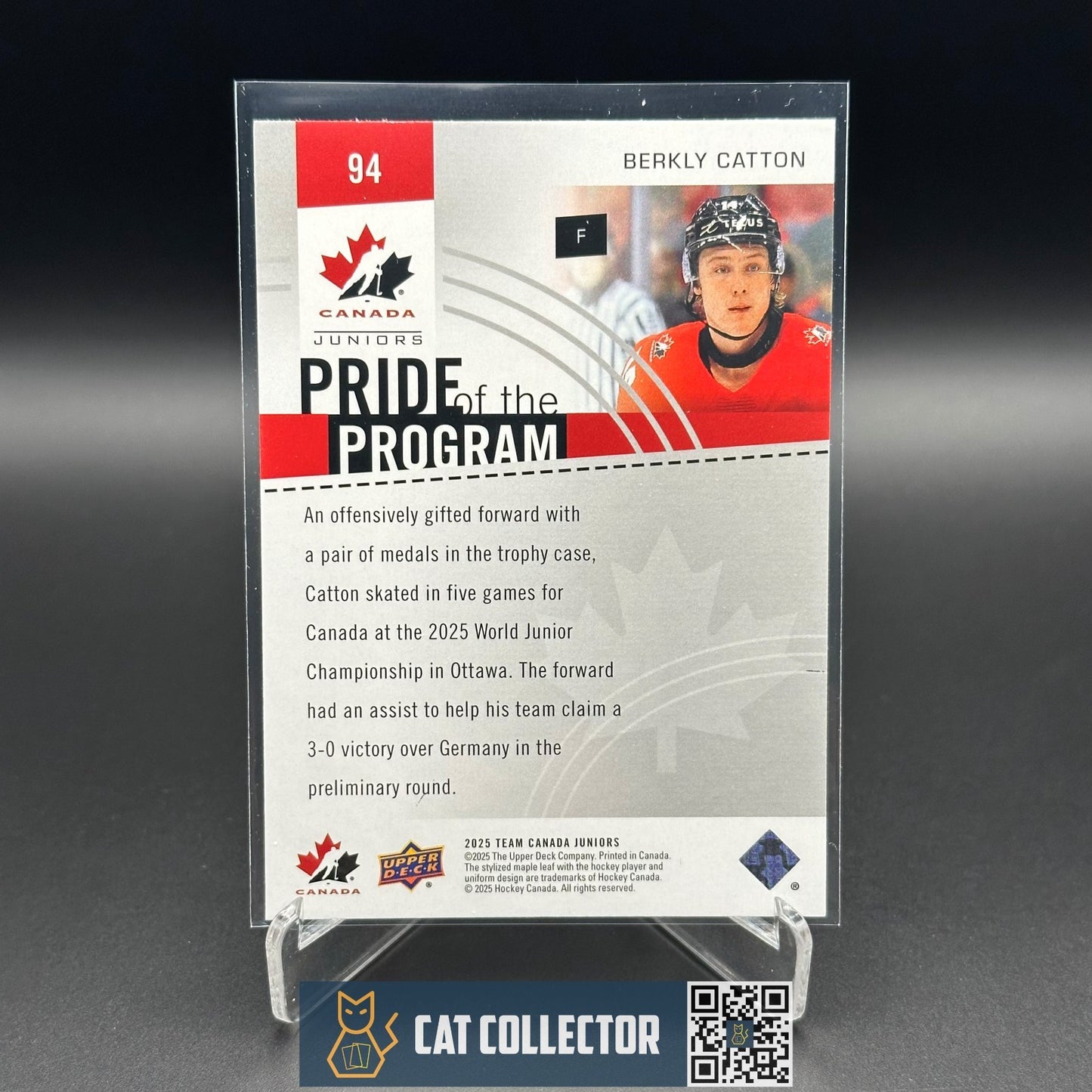 2025 Upper Deck Team Canada BERKLY CATTON #94 Pride of the program