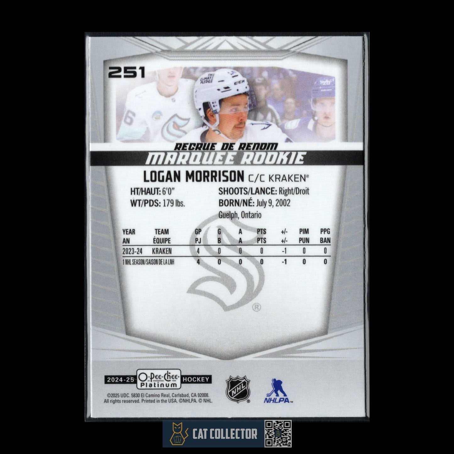 2024-25 O-Pee-Chee Platinum LOGAN MORRISON #251 Marquee Rookie RC