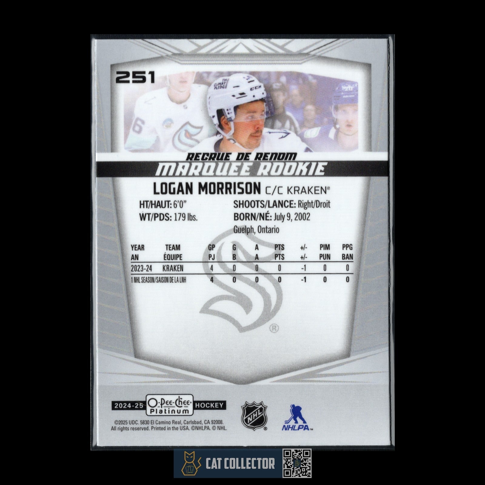 2024-25 O-Pee-Chee Platinum LOGAN MORRISON #251 Marquee Rookie RC