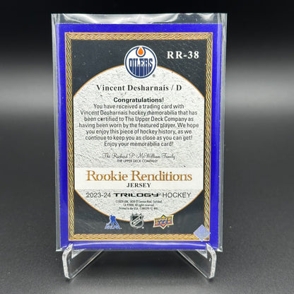 2023-24 UD Trilogy VINCENT DESHARNAIS #RR-38 Rookie Renditions Jersey