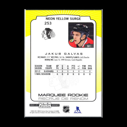2022-23 O-Pee-Chee Platinum JAKUB GALVAS #253 Neon Yellow Surge RC