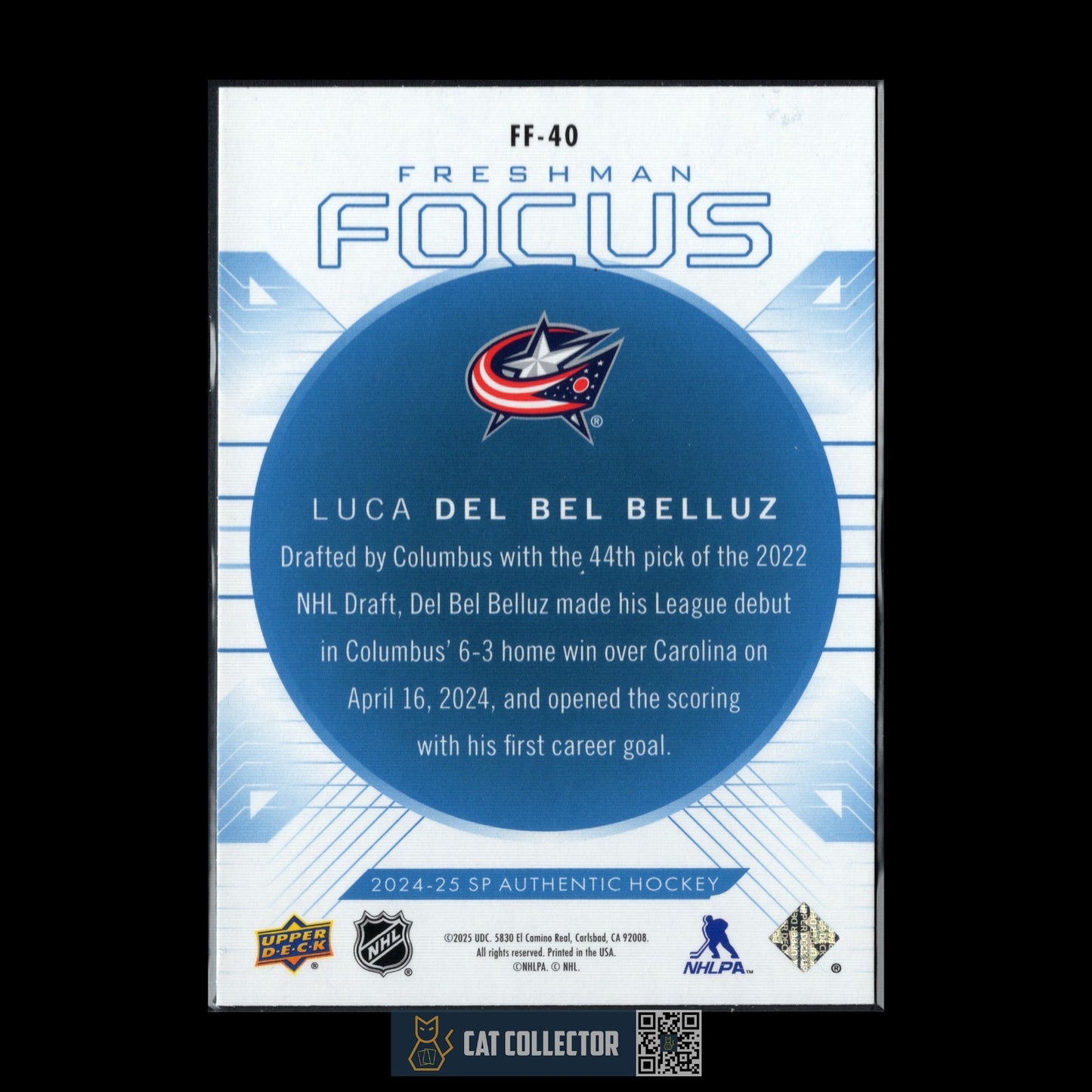 2024-25 UD SP Authentic LUCA DEL BEL BELLUZ #FF-40 Freshman Focus Blue Rookie RC