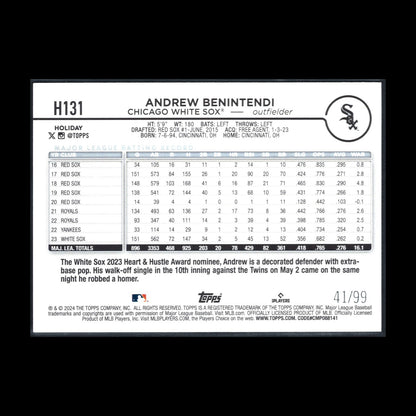 2024 Topps Holiday ANDREW BENINTENDI #H131 Purple Metallic Holiday Tree 41/99