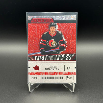 2023-24 UD Credentials MAXENCE GUENETTE #179 Debut Ticket Access Red RC /349