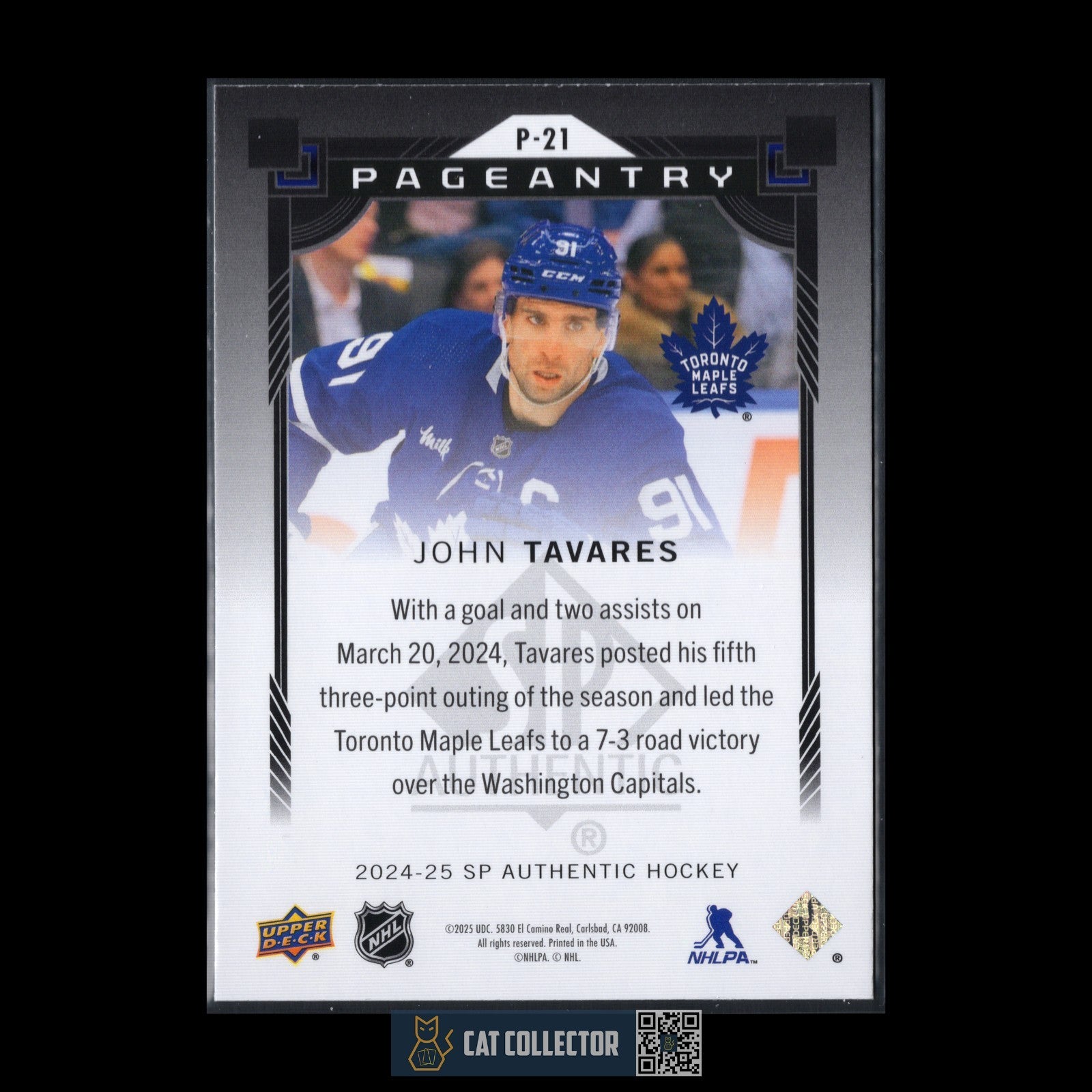 2014-25 UD SP Authentic JOHN TAVARES #P-21 Pageantry