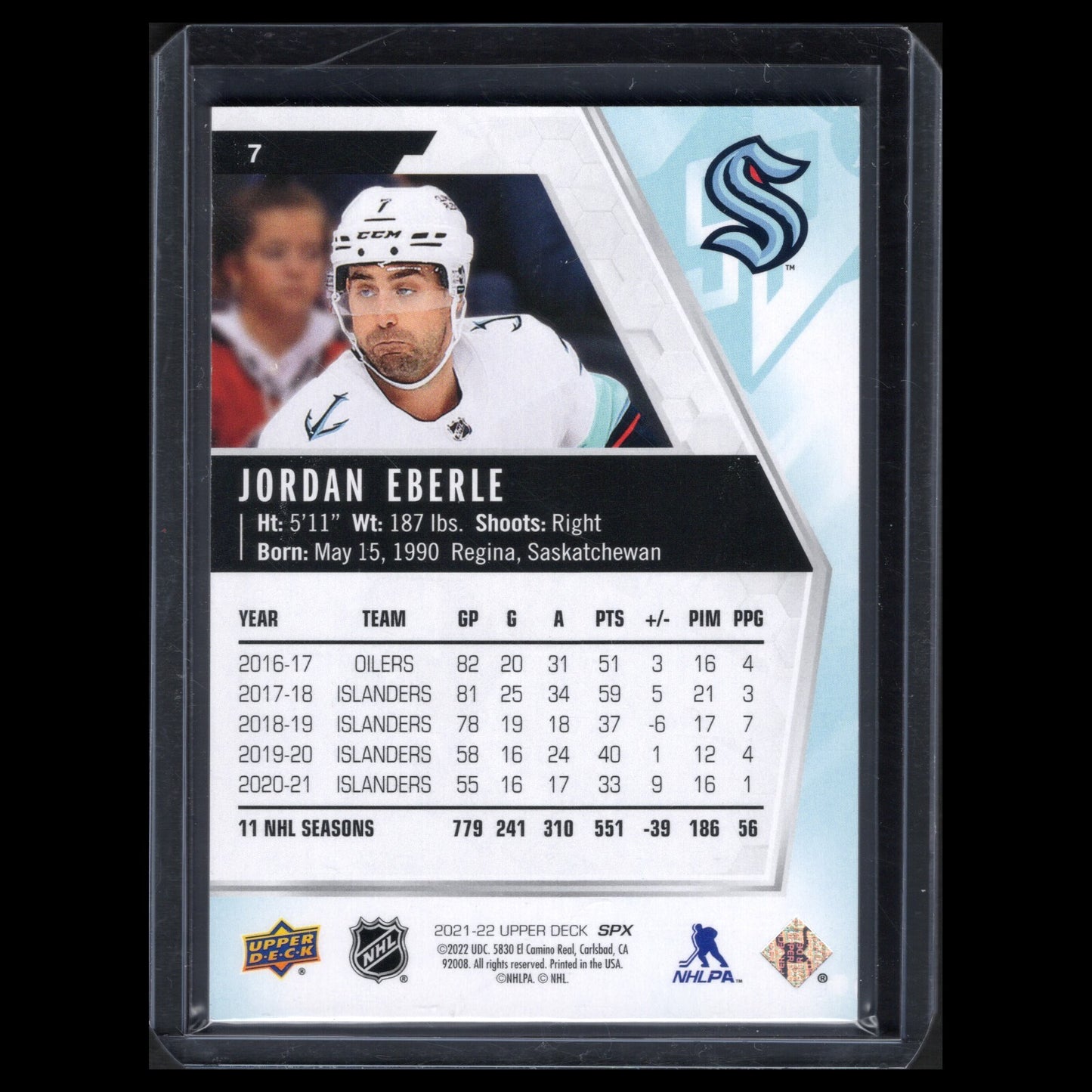 2021-22 UD SPx JORDAN EBERLE #7 131/299 - Seattle Kraken
