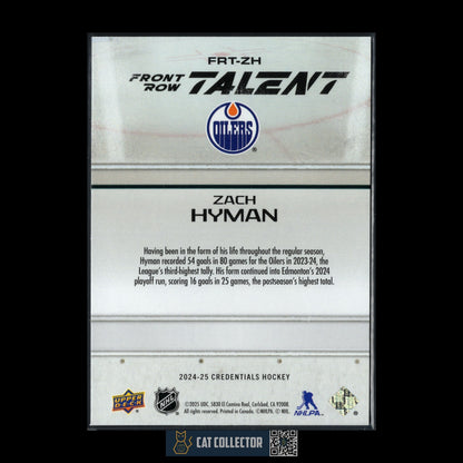 2024-25 UD Credentials ZACH HYMAN #FRT-ZH Front Row Talent - Edmonton Oilers
