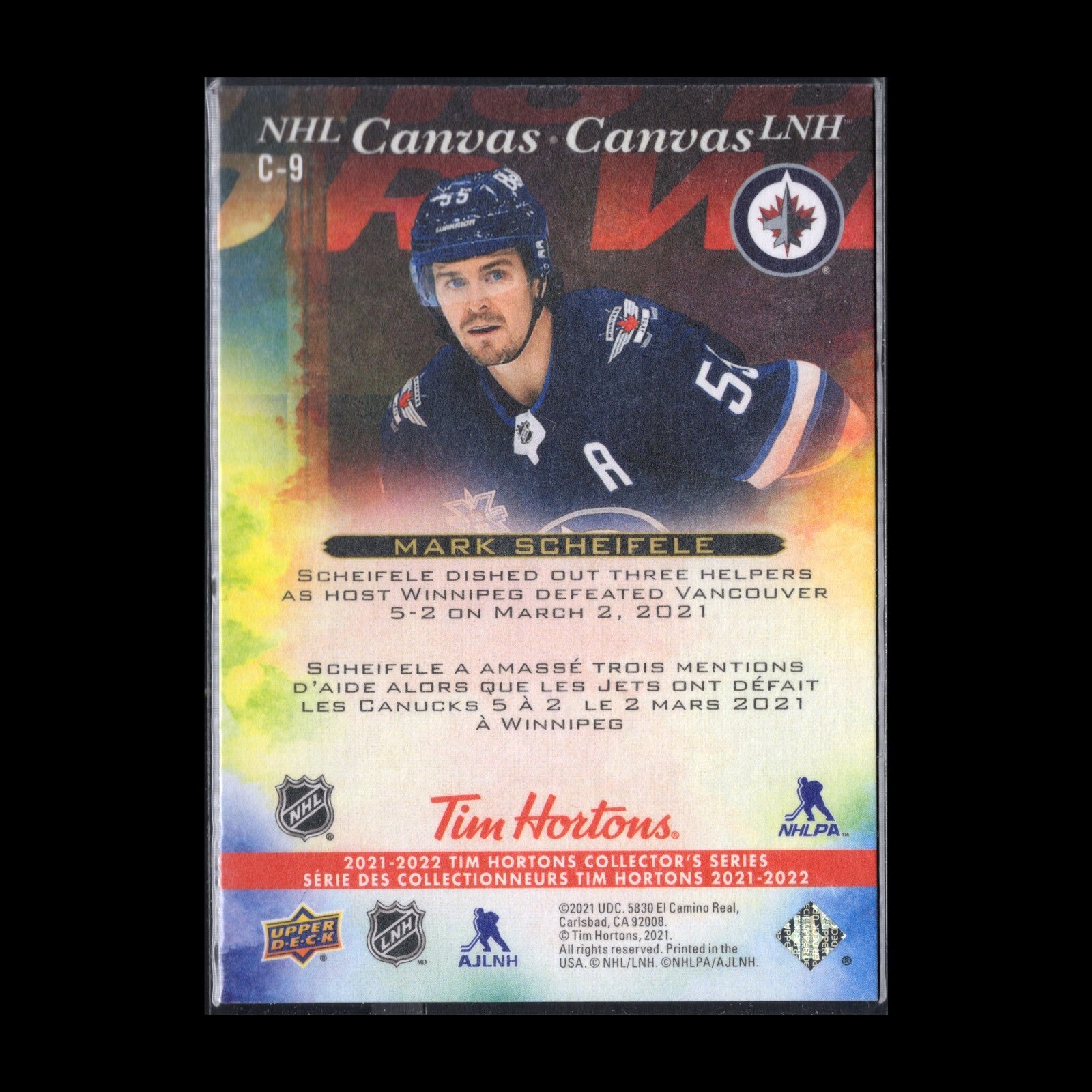 2021-22 UD Tim Hortons MARK SCHEIFELE  #C-9 NHL Canvas - Winnipeg Jets