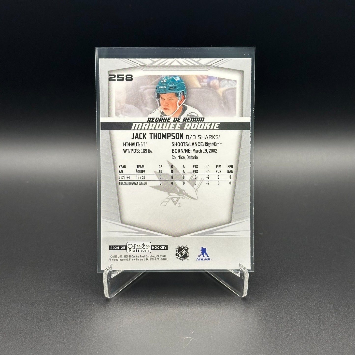 2024-25 O-Pee-Chee Platinum JACK THOMPSON #258 Marquee Rookie RC