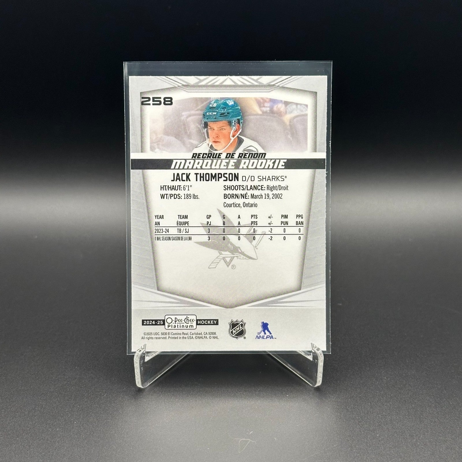2024-25 O-Pee-Chee Platinum JACK THOMPSON #258 Marquee Rookie RC