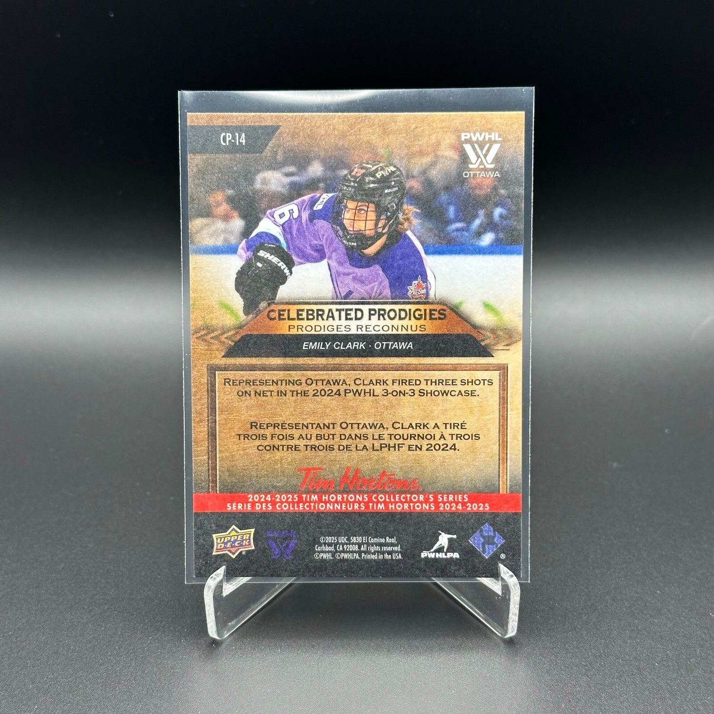 2024-25 UD Tim Hortons EMILY CLARK #CP-14 PWHL Celebrated Prodigies