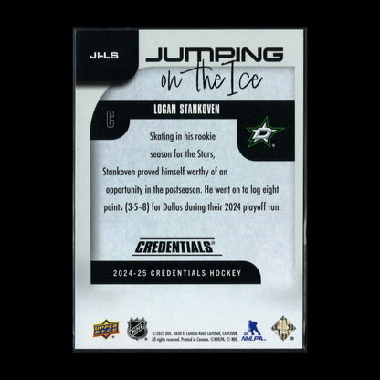 2024-25 UD Credentials LOGAN STANKOVEN #JI-LS Jumping on the ice Rookie RC