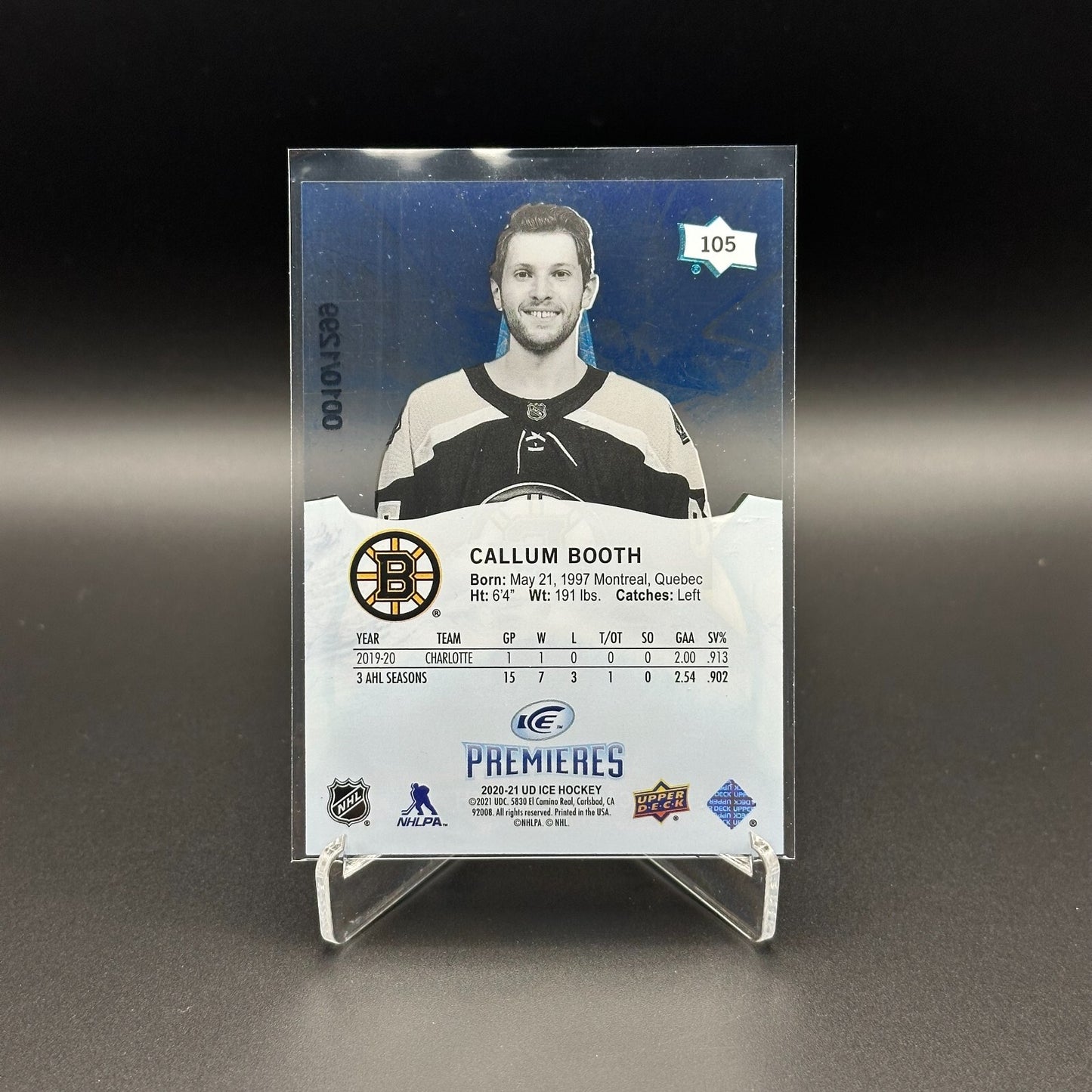 2020-21 UD Ice CALLUM BOOTH #105 Ice Premieres Rookie RC /1299