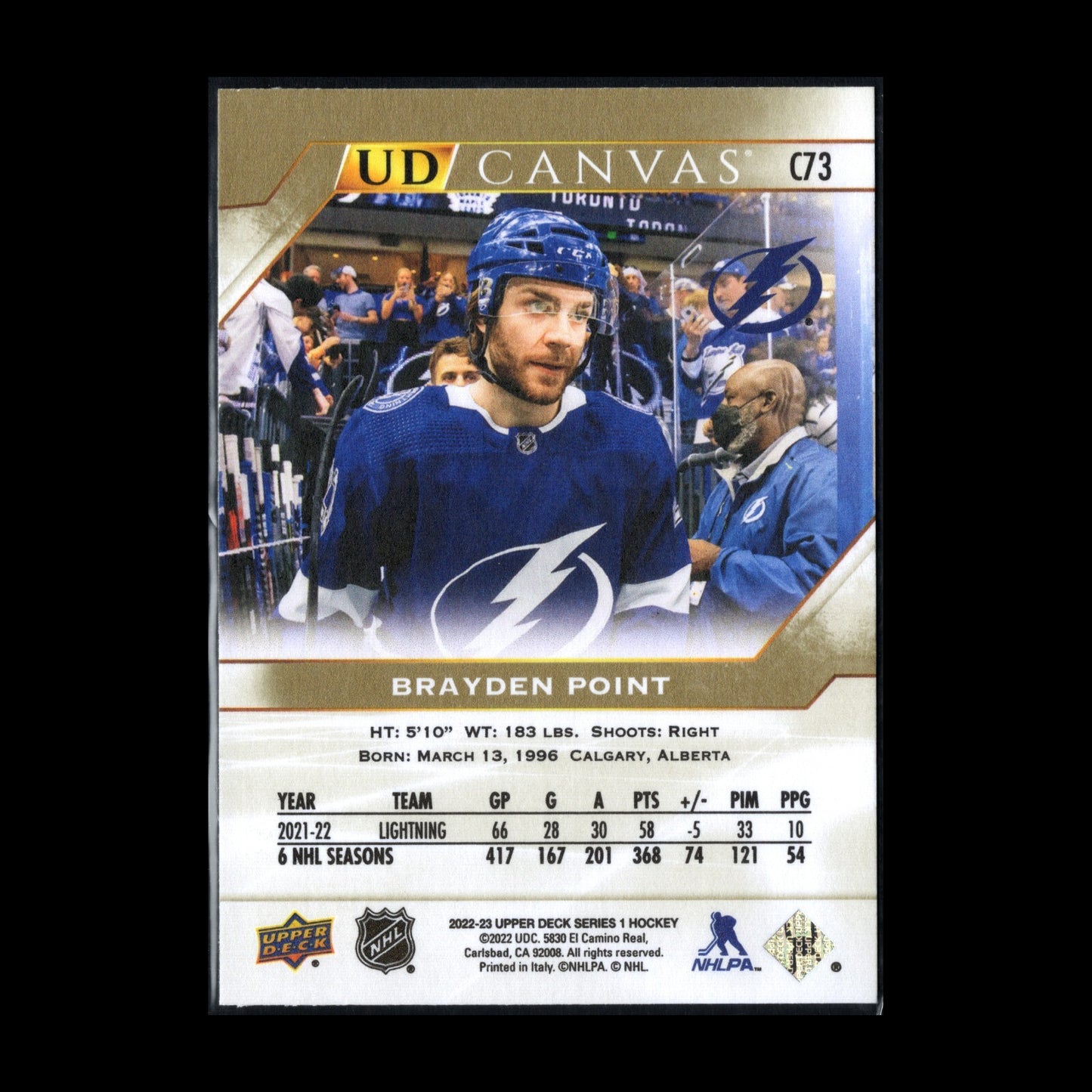 2022-23 UD Series 1 BRAYDEN POINT #C73 UD Canvas - Tampa Bay Lightning