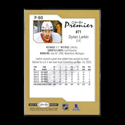 2023-24 O-Pee-Chee DYLAN LARKIN #P-60 Premier - Detroit Red Wings