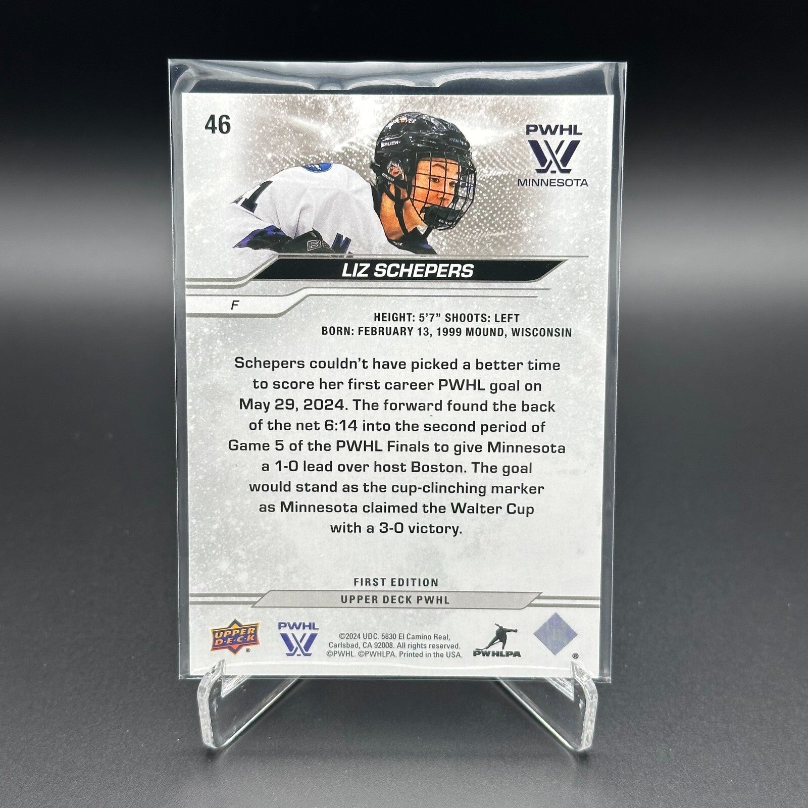 2024-25 UD PWHL LIZ SCHEPERS #46 Deluxe /250 - Minnesota - 1st EDITION!